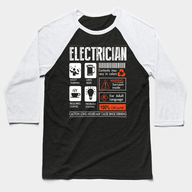 Electrician Baseball T-Shirt by TkApparel